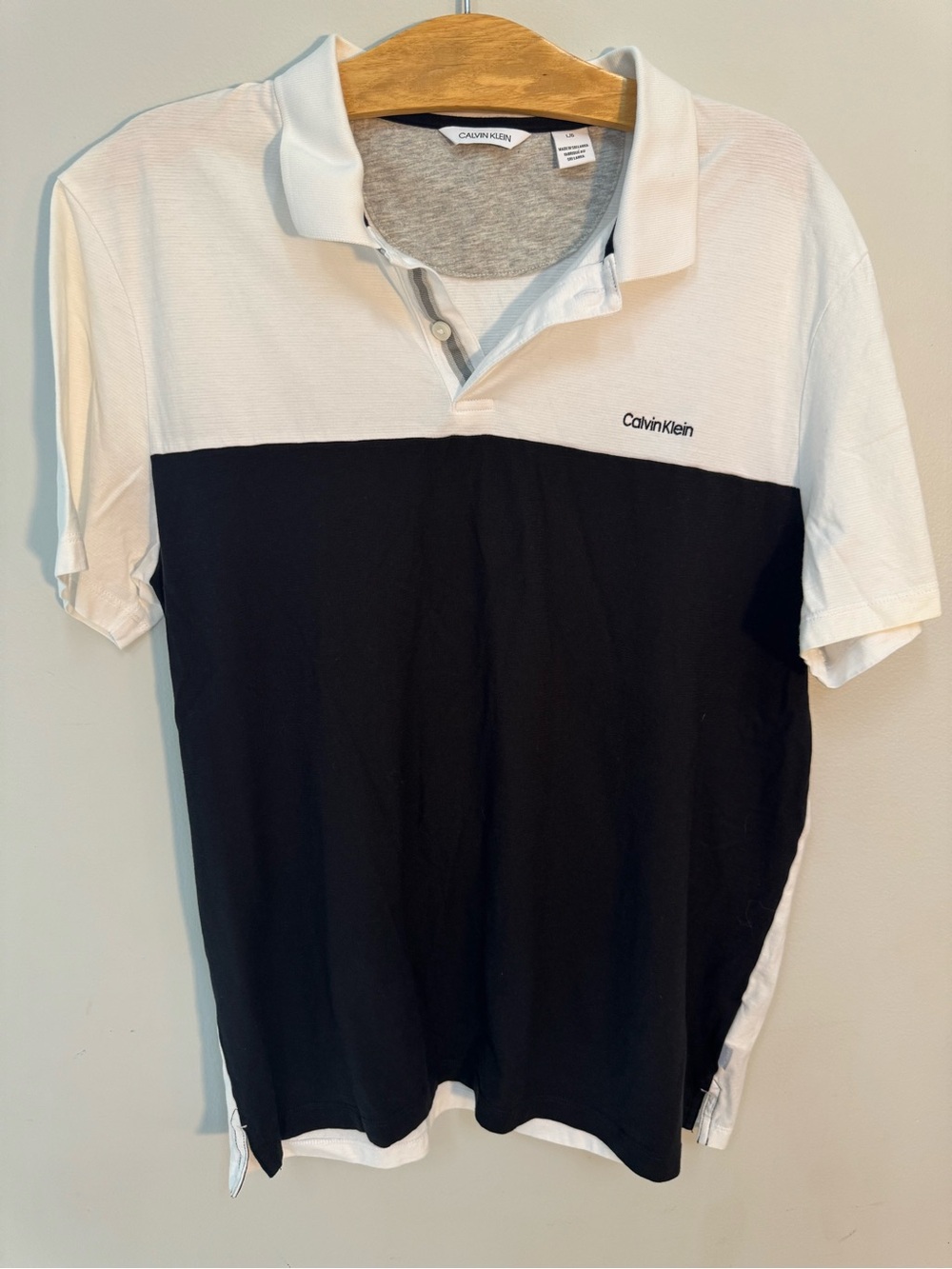 Calvin Klein Men’s Two-Tone White and Black Polo